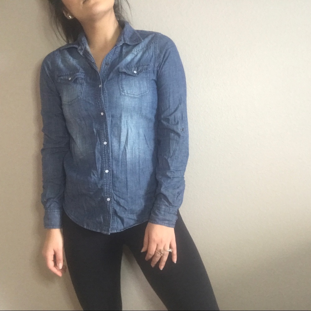 Denim button down